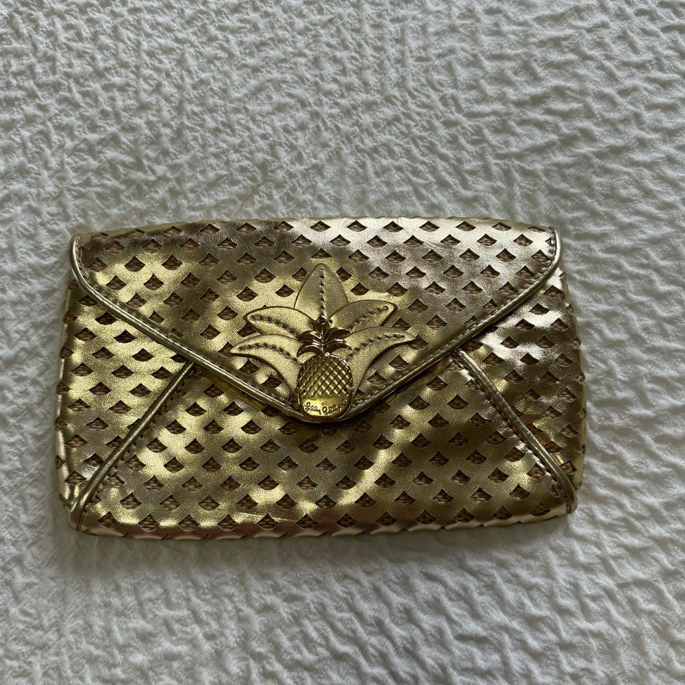 Lilly Pulitzer Gold Pinapple Clutch